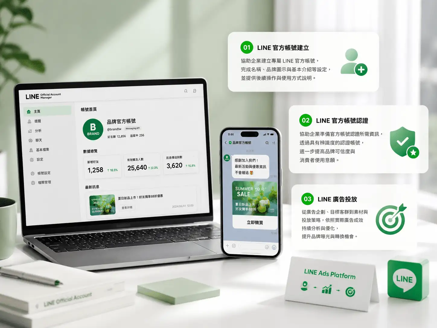 LINE官方帳號建立認證與廣告投放