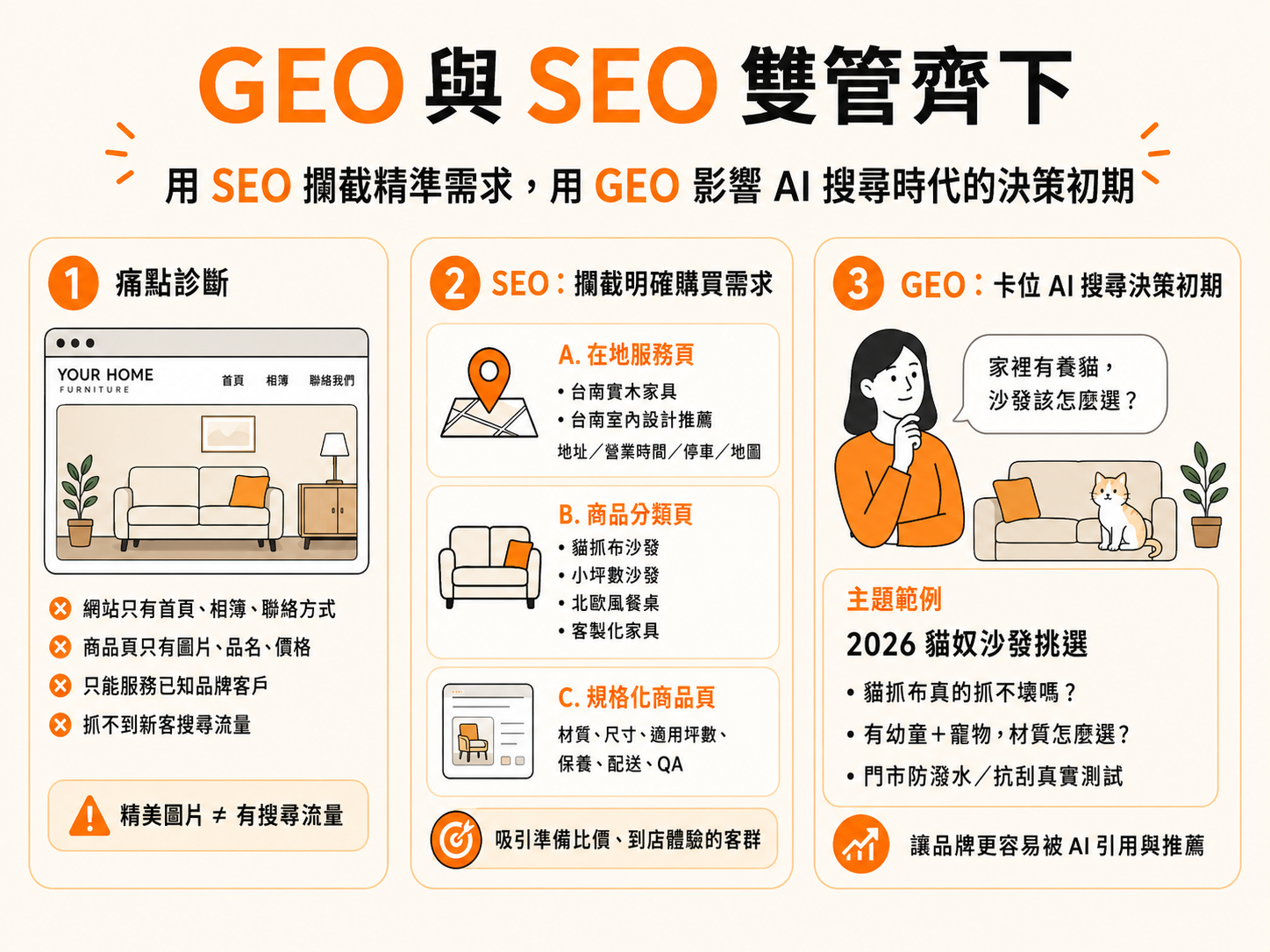 GEO 與 SEO 雙管齊下：以「家具與室內設計品牌」為例